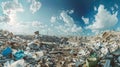 Panoramic view of an overflowing landfill site, showcasing the dire consequences of poor recycling Royalty Free Stock Photo
