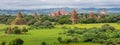 Panoramic view of pagodas field in Bagan ancient city, Mandalay, Myanmar