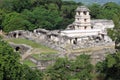 Panoramic view of The Palace complex in Palenque Royalty Free Stock Photo