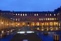 Panoramic view of Palais-Royal 1639 at rainy evening , originally called Palais-Cardinal, it was personal residence of
