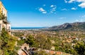 Panoramic view of Palermo city and mediterranean sea coast around. Royalty Free Stock Photo