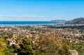 Panoramic view of Palermo city and mediterranean sea coast around. Royalty Free Stock Photo