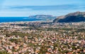 Panoramic view of Palermo city and mediterranean sea coast around. Royalty Free Stock Photo