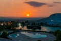 Panoramic view of Pamukkale town. Denizli, Turkey Royalty Free Stock Photo