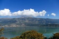 Panoramic view of Pamvotida lake of Ioannina , Epirus Royalty Free Stock Photo