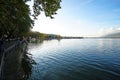 Panoramic view of Pamvotida lake of Ioannina Royalty Free Stock Photo