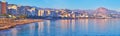 Panoramic view of paradisiacal Malagueta Beach, Malaga, Costa del Sol, Spain Royalty Free Stock Photo