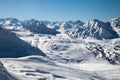 Panoramic view of Paradiski ski resort, La Plagne Royalty Free Stock Photo