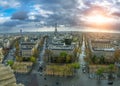 Panoramic view of Paris from the Arc de Triomphe. Autumn. Rain. Royalty Free Stock Photo