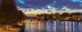 The panoramic view of Paris, Seine river, Arts bridge in the early morning. Royalty Free Stock Photo