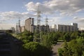 Panoramic view of park and blocks of flats in Maryino district in Moscow, Russia. Royalty Free Stock Photo