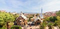 Panoramic view of the Park Guell by architect Antoni Gaudi