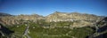 Panoramic view of part of the Ricote Valley with its orchard, the mountains and the town of Ulea Royalty Free Stock Photo
