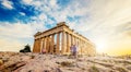 Panoramic view of the Parthenon at sunset Royalty Free Stock Photo