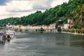 Panoramic view of Passau. Aerial skyline of old town with beautiful reflection in Danube river, Bavaria, Germany.