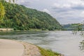 Panoramic view of Passau. Confluence of three rivers Danube, Inn, Ilz, Bavaria, Germany. Royalty Free Stock Photo