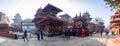 Panoramic view of People worshipping Kaal Bhairav Statue. Ancient Temples at Kathmandu Durbar