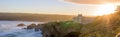 panoramic view of Perranporth Beach at perranporth, Cornwall, England, UK Europe during sunrise Royalty Free Stock Photo