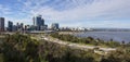 Panoramic view of Perth City , Western Australia from King's Park lookout.