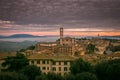 Panoramic view of Perugia city at sunset on winter day, Umbria