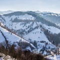 Panoramic view from Pestera in winter, Brasov, Transylvania, Romania