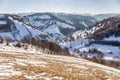 Panoramic view from Pestera in winter, Brasov, Transylvania, Romania Royalty Free Stock Photo