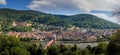 Panorama View from the Philosophenweg to the old town of Heidelberg with the castle and the Old Bridge, Baden Wuerttemberg, German