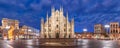 Night Piazza del Duomo in Milan, Italy