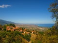 Panoramic view of the picturesque tourist village of old Panteleimonas village in Pieria, Greece