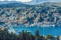 Panoramic view of the picturesque village on the Greek island of Symi, Dodecanese, Greece Royalty Free Stock Photo