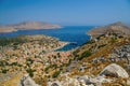 Panoramic view of the picturesque village on the Greek island of Symi, Dodecanese, Greece Royalty Free Stock Photo