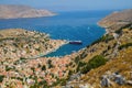 Panoramic view of the picturesque village on the Greek island of Symi, Dodecanese, Greece Royalty Free Stock Photo