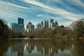 Panoramic view of Piedmont Park and Atlanta skyline Royalty Free Stock Photo