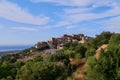 Panoramic view of Pigna, a picturesque artists' village in Balagne. Corsica, France. Royalty Free Stock Photo