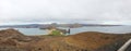 Panoramic view Pinnacle Rock and Bartolome Island Royalty Free Stock Photo