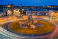 Panoramic view of Placa d`Espanya in Barcelona at night. This ic