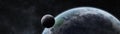 Panoramic view of planet Earth with the moon 3D rendering elements of this image furnished by NASA Royalty Free Stock Photo