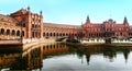 Panoramic view of Plaza de Espana, Seville, Spain is a lovely spring morning