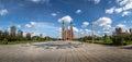 Panoramic view of Plaza Moreno and La Plata Cathedral - La Plata, Buenos Aires Province, Argentina Royalty Free Stock Photo