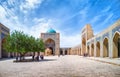 Panoramic view of Poi Kalan - an islamic religious complex located around Kalan minaret in Bukhara, Uzbekistan