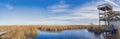 Panoramic view of Point Pelee national park boardwalk in the fall, Ontario, Canada