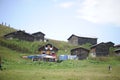 Panoramic view of Pokut plateau in blacksea karadeniz, Rize, Turkey. Tree, grass