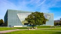 Panoramic view of POLIN Museum of the History of Polish Jews in historic Jewish ghetto quarter in city center of Warsaw in Poland