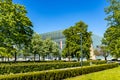 Panoramic view of POLIN Museum of the History of Polish Jews in historic Jewish ghetto quarter in Warsaw city center, Poland Royalty Free Stock Photo