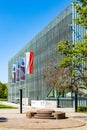 Panoramic view of POLIN Museum of the History of Polish Jews in historic Jewish ghetto quarter in Warsaw city center, Poland