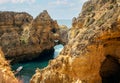 Panoramic view, Ponta da Piedade Lagos in Algarve, Portugal.