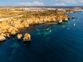 Panoramic view, Ponta da Piedade Lagos in Algarve, Portugal.