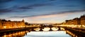 Ponte Santa Trinita Holy Trinity Bridge over Arno river which View of after sunset down at Ponte Santa Royalty Free Stock Photo