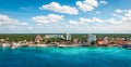 Panoramic view of harbor and cruise port of Cozumel, Mexico. Royalty Free Stock Photo