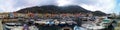 Panoramic view of the port and the city of Isola del Giglio in Tuscany, Italy